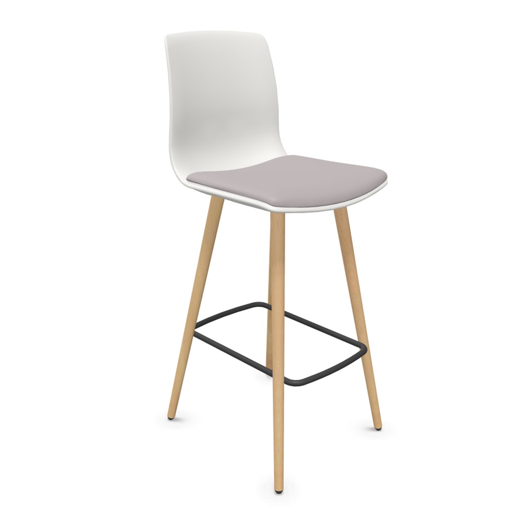 Taburete Noom 50 con patas de madera y asiento acolchado