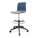 Taburete Noom 50 con base de 5 ruedas y asiento tapizado