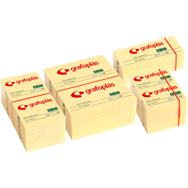 Taco de 100 notas adhesivas 75 x 125 mm Grafoplas