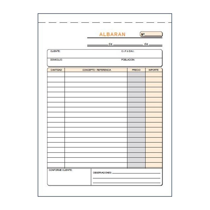 Talonario Albarán 1/4 natural T-118 Loan