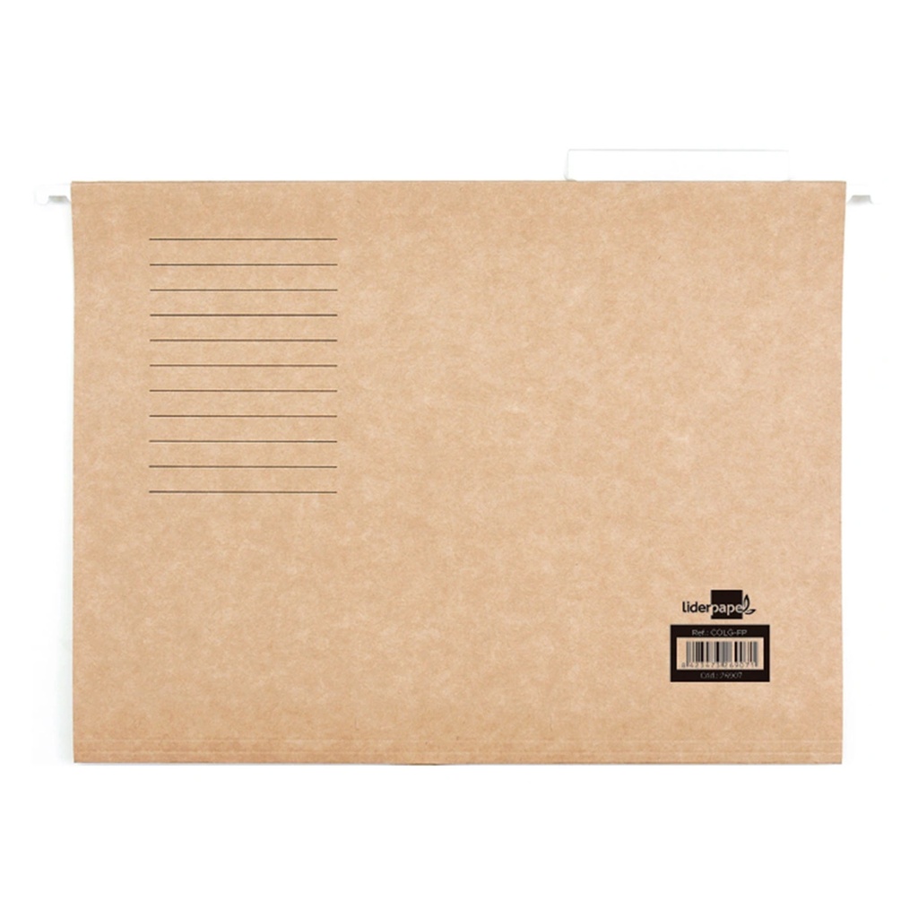 Carpeta colgante bicolor Folio con visor superior cristal Liderpapel (Caja 50 unidades)