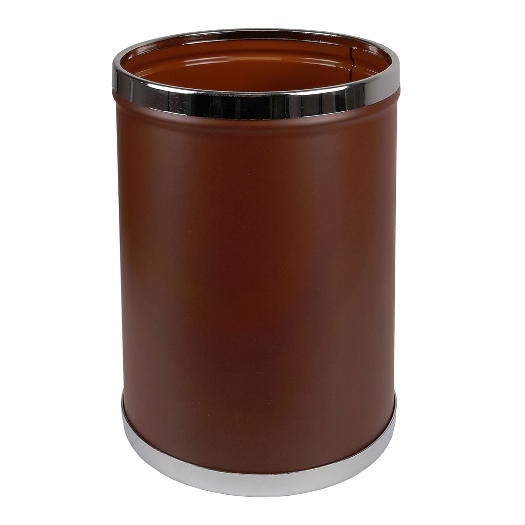 Papelera metálica 93 piel marrón