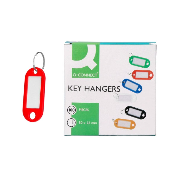 Llaveros portaetiquetas rojos Q-Connect (Caja de 100)