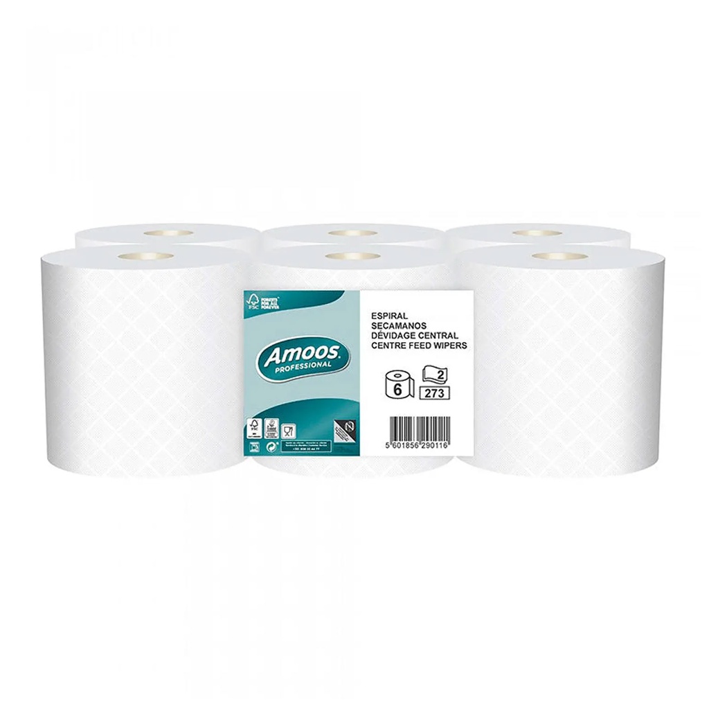 Rollos de papel secamanos Amoos (Pack 6 unidades)