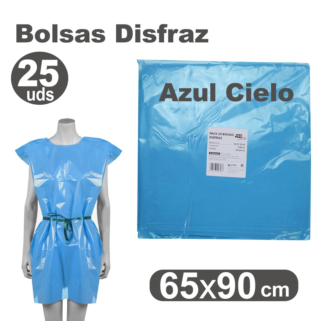Bolsa de disfraz 65 x 90 azul claro (Pack 25 unidades)