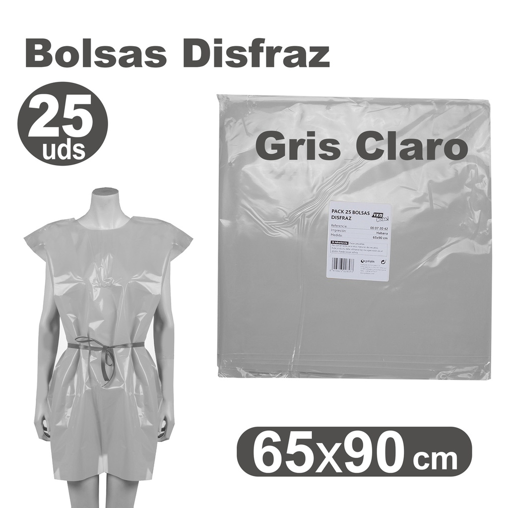 Bolsa de disfraz 65 x 90 gris (Pack 25 unidades)