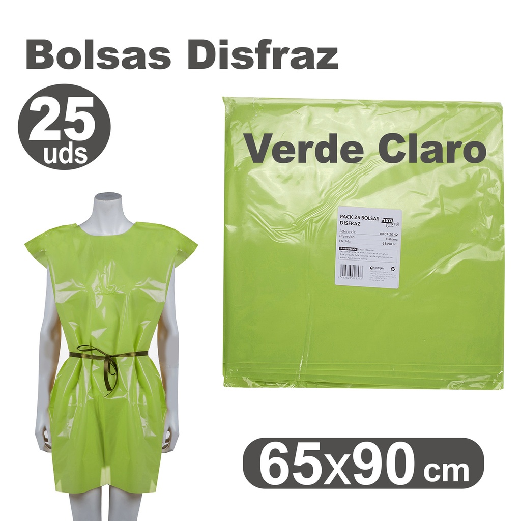Bolsa de disfraz 65 x 90 verde claro (Pack 25 unidades)