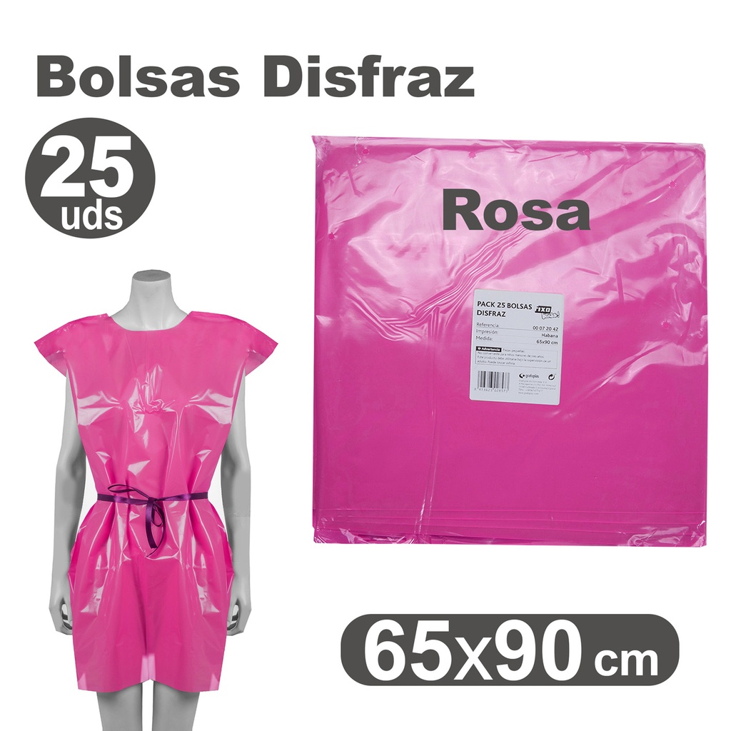 Bolsa de disfraz 65 x 90 rosa (Pack 25 unidades)