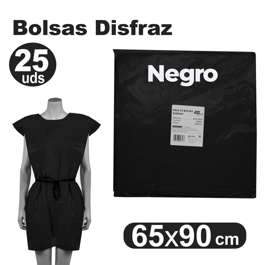 Bolsa de disfraz 65 x 90 negro (Pack 25 unidades)