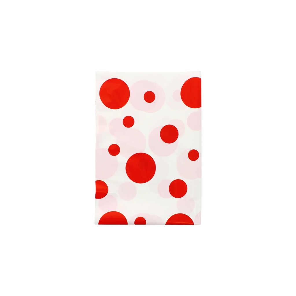 Bolsa de disfraz 56 x 70 estampado blanco con topos rojos a doble cara (Pack 25 unidades)