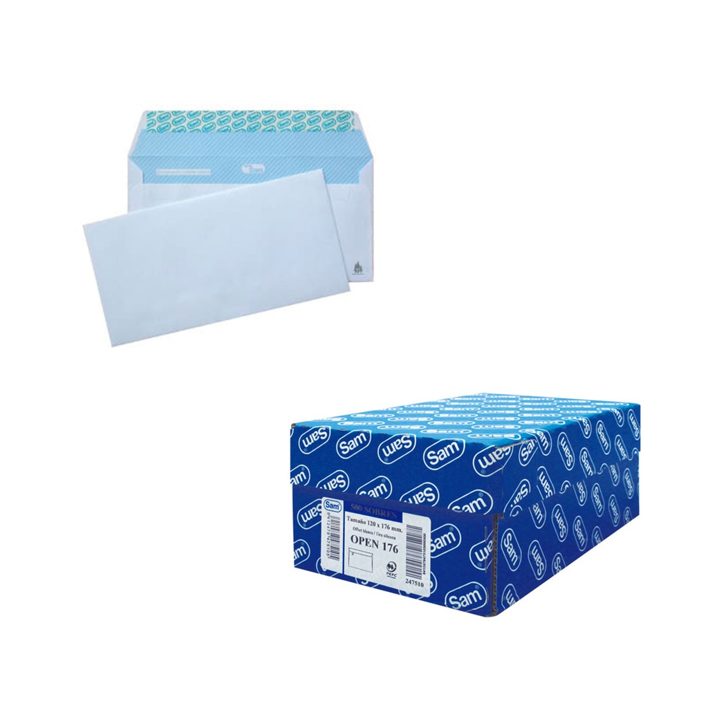 Sobre blanco 120 x 176 mm Sam (Caja 500 unidades)