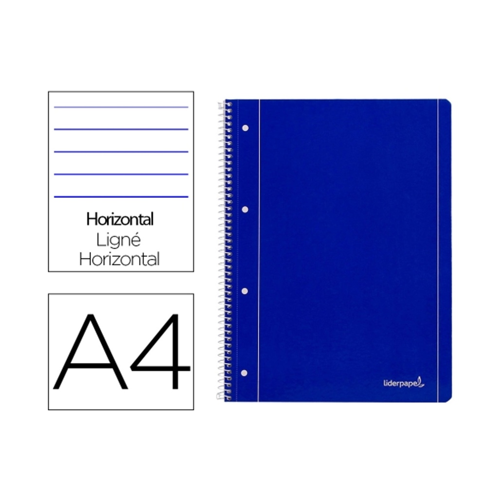 Cuaderno de espiral microperforado A4 rayado 80 hojas azul Liderpapel