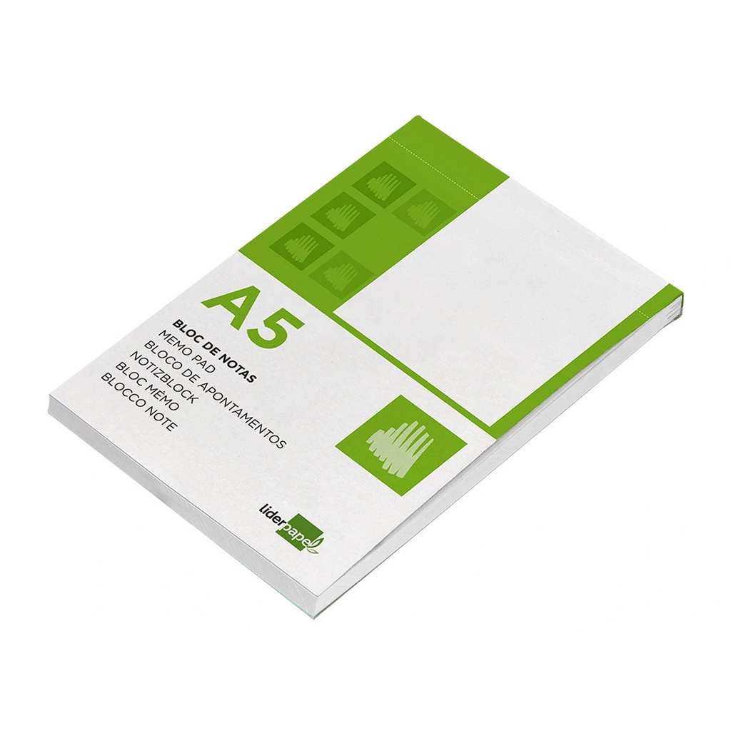 Bloc encolado y microperforado A5 liso 80 hojas Liderpapel
