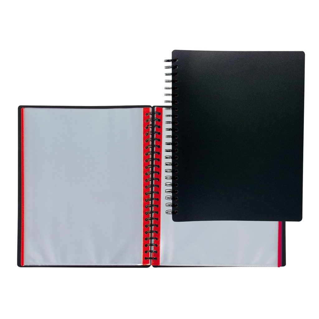 Carpeta escaparate de 20 fundas intercambiables con doble espiral A4