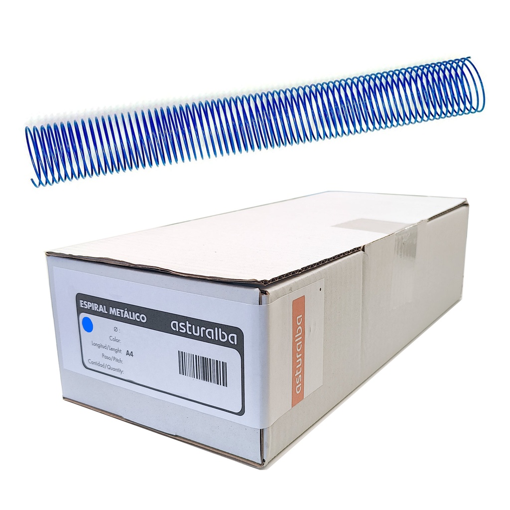 Espiral metálico azul 38 mm 5:1 (Caja 30 unidades)
