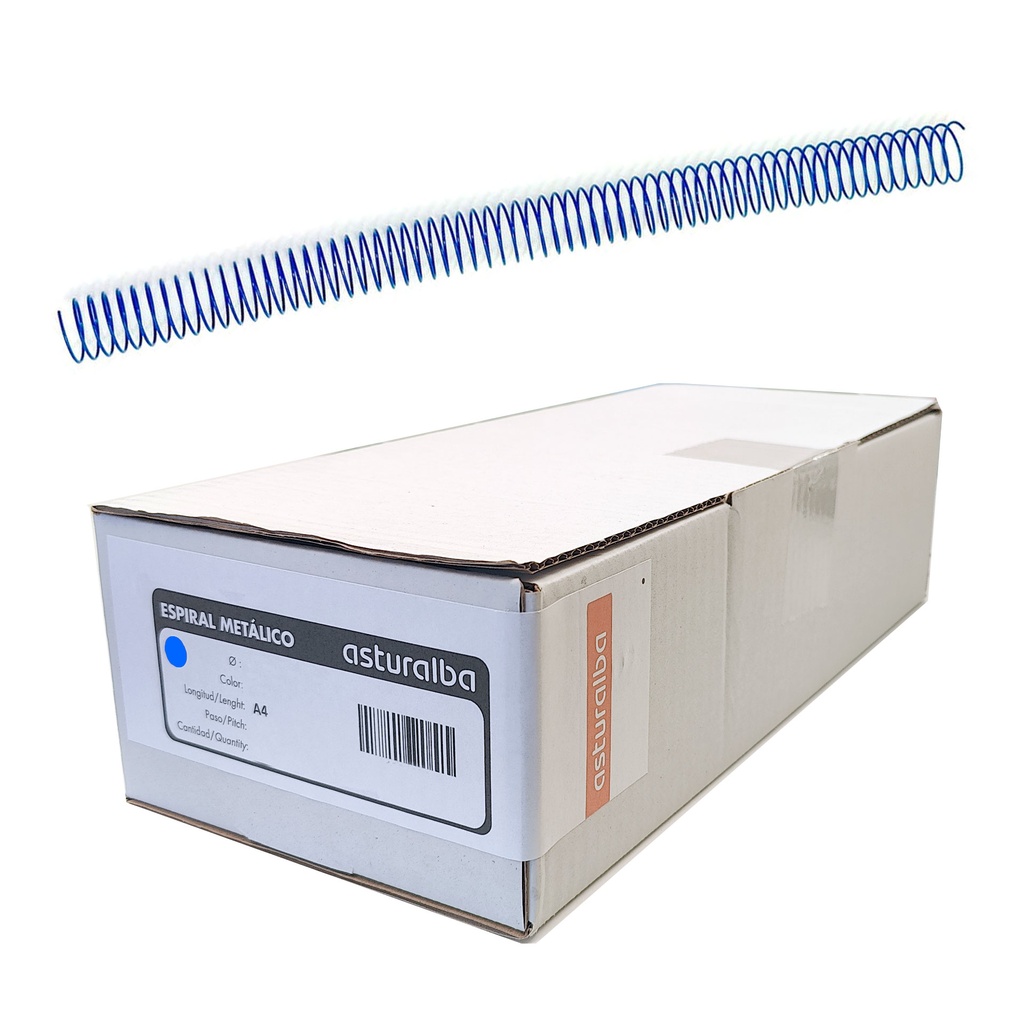 Espiral metálico azul 18 mm 5:1 (Caja 150 unidades)