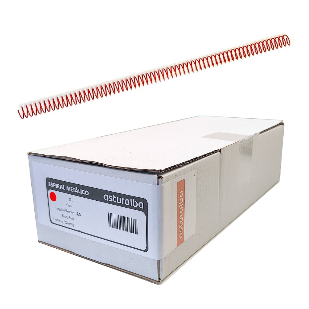 Espiral metálico rojo 16 mm 5:1 (Caja 150 unidades)