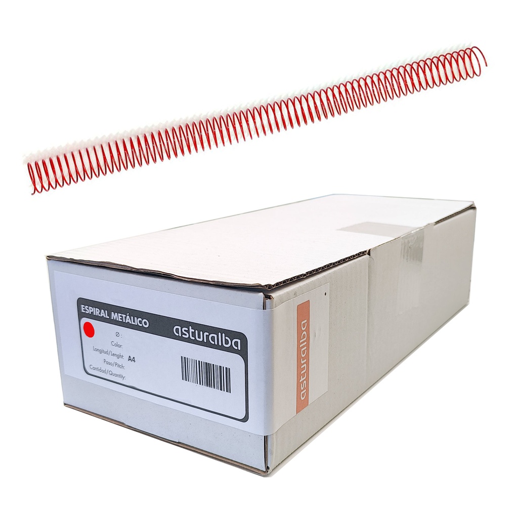 Espiral metálico rojo 24 mm 5:1 (Caja 100 unidades)