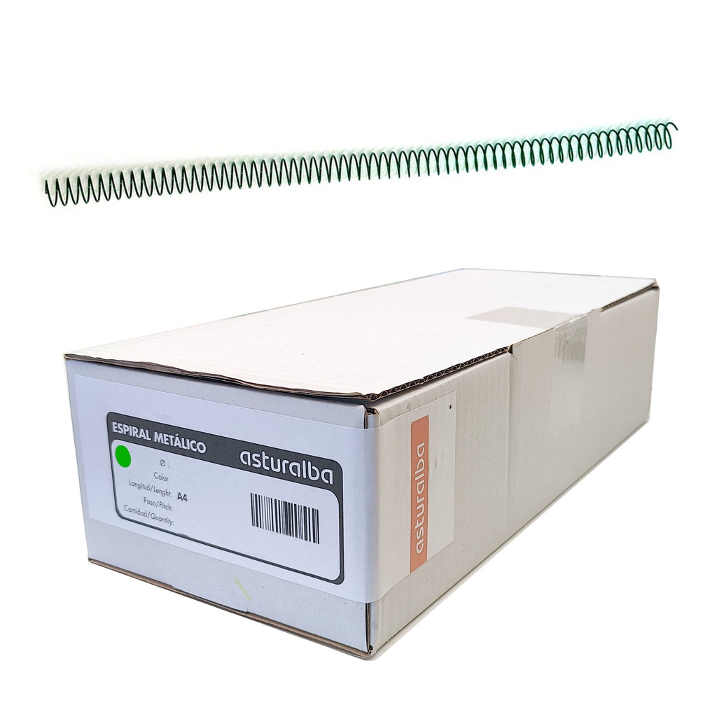 Espiral metálico verde 12 mm 5:1 (Caja 200 unidades)