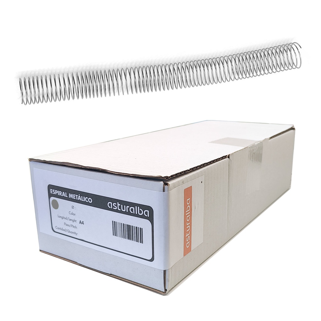 Espiral metálico plata 32 mm 5:1 (Caja 50 unidades)