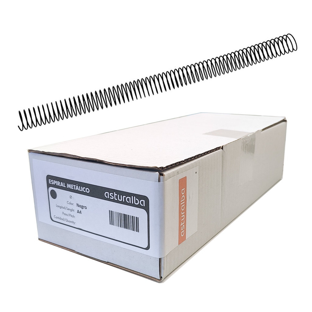 Espiral metálico negro 26 mm 5:1 (Caja 50 unidades)