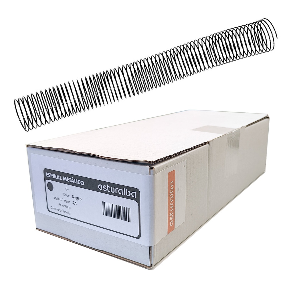 Espiral metálico negro 44 mm 5:1 (Caja 30 unidades)