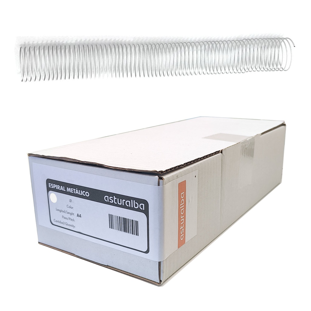 Espiral metálico blanco 38 mm 5:1 (Caja 30 unidades)