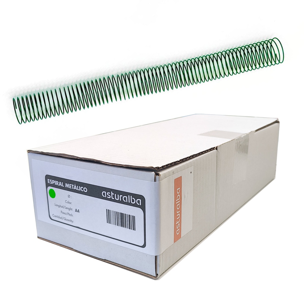 Espiral metálico verde 34 mm 5:1 (Caja 50 unidades)