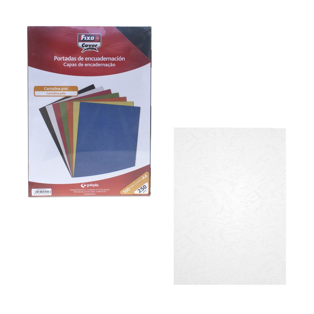 Portada de encuadernación A4 blanca de cartulina de 250 g/m² Fixo (Caja de 100)