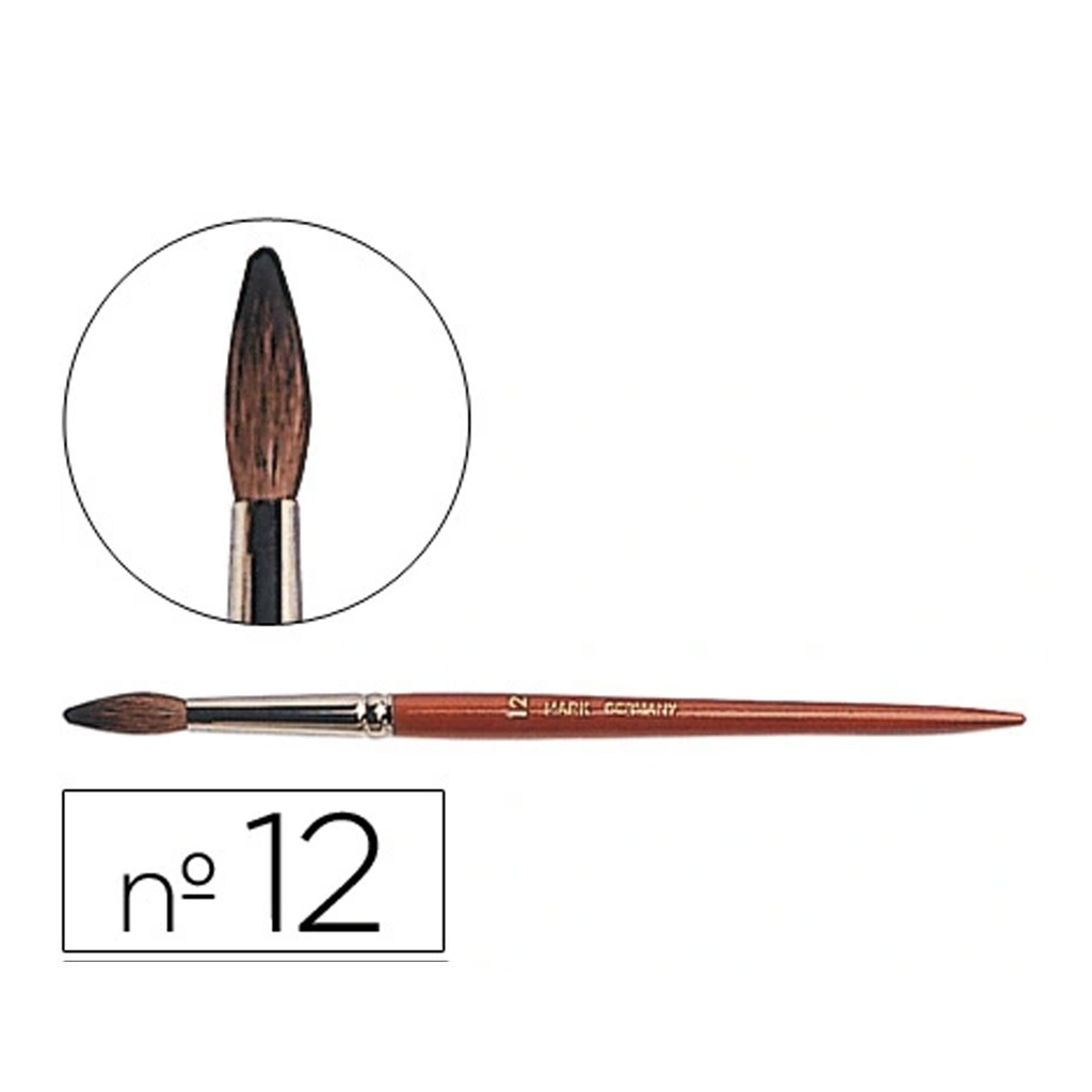 Pincel acuarela Liderpapel Nº 12 pelo engomado con virola cromada