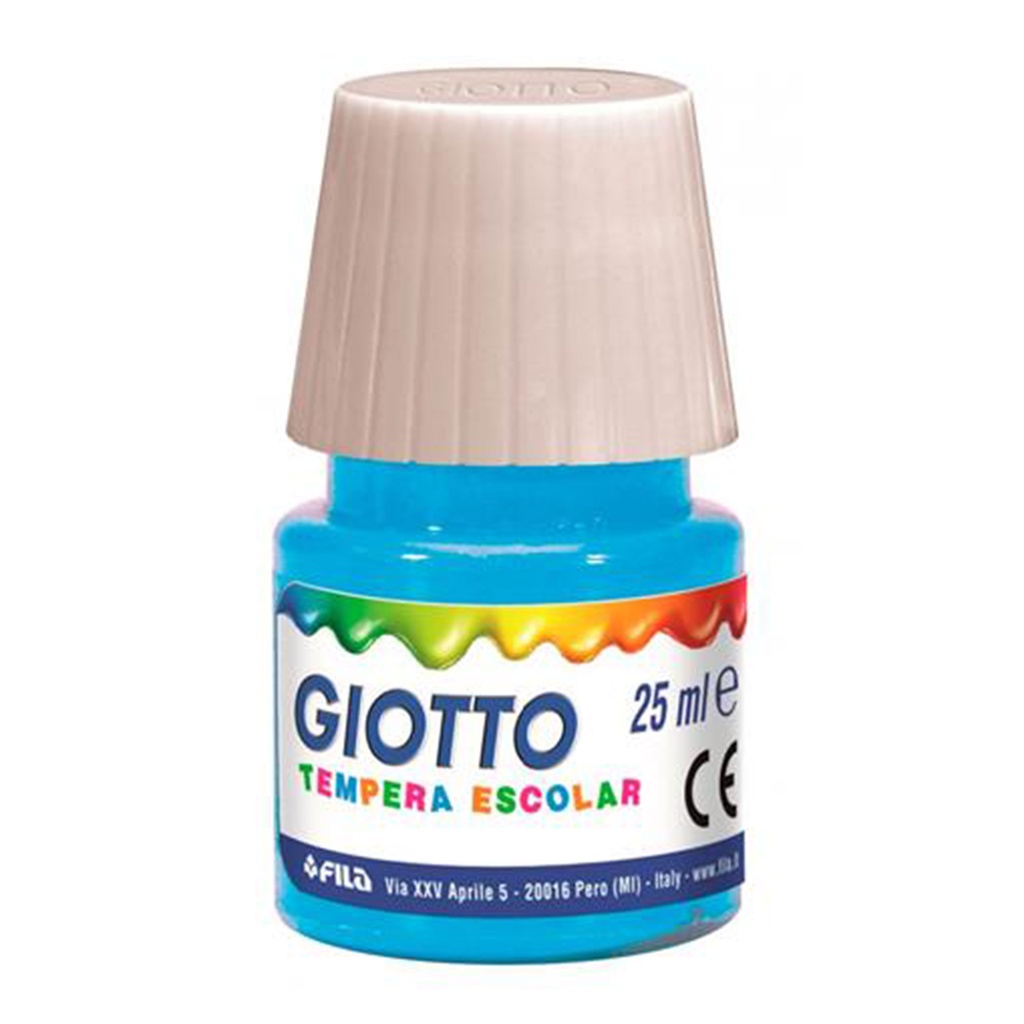 Témpera escolar líquida Giotto 25 ml azul cyan (Caja de 6 unidades) 