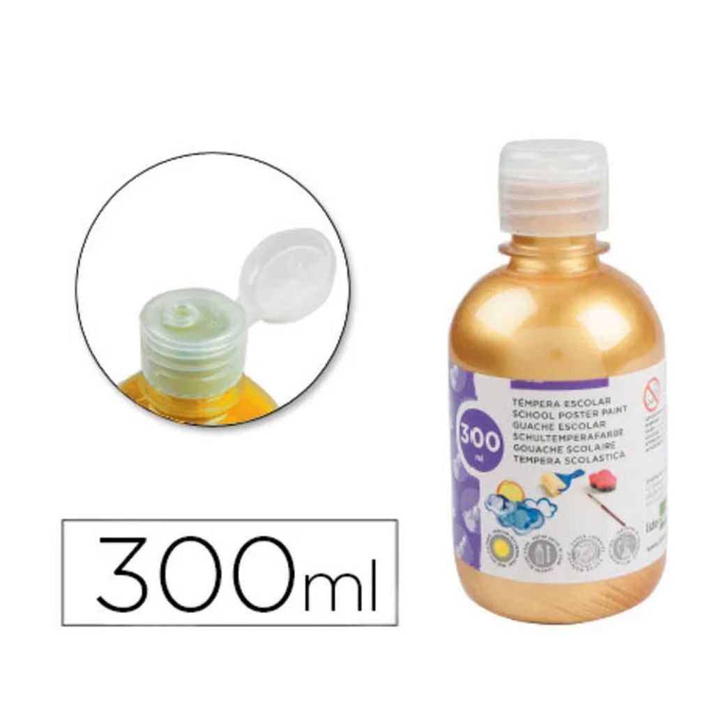 Témpera escolar líquida Liderpapel 300 ml oro metalizado