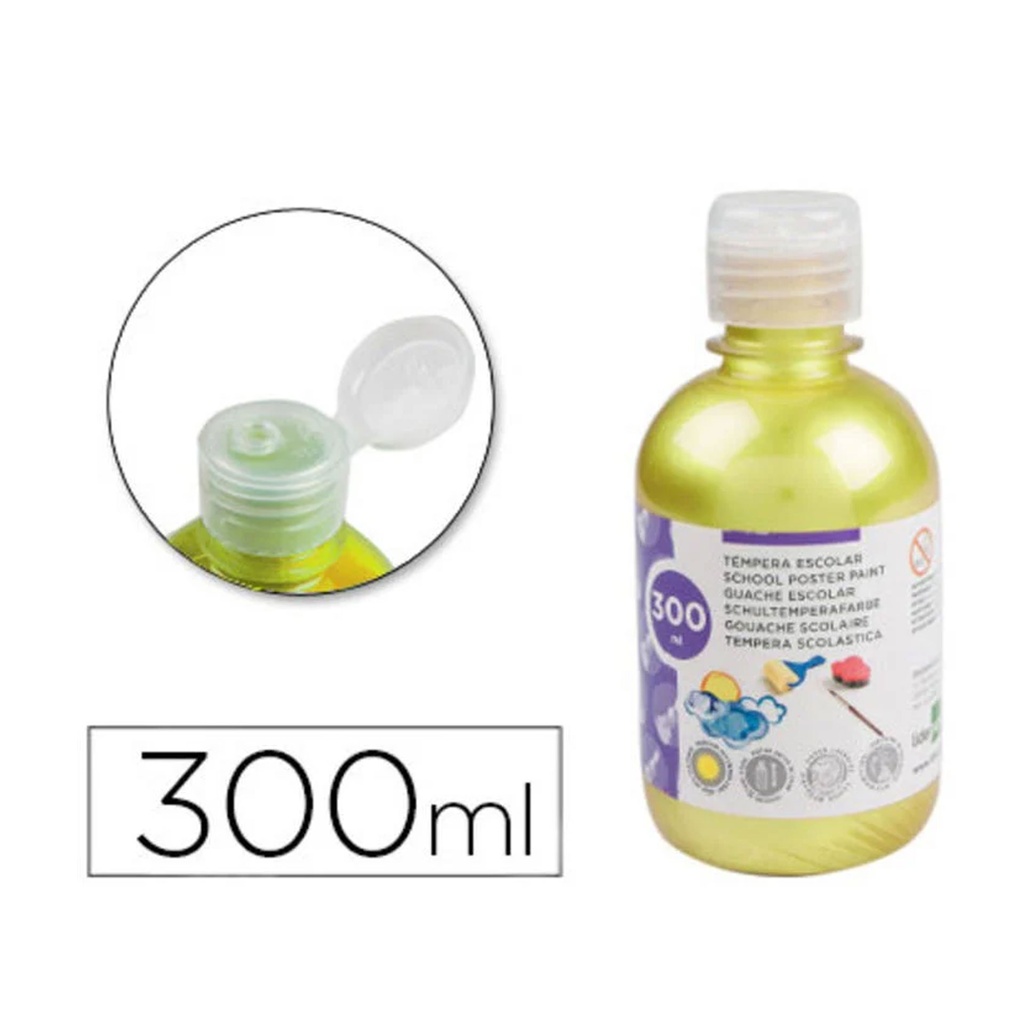 Témpera escolar líquida Liderpapel 300 ml amarillo metalizado