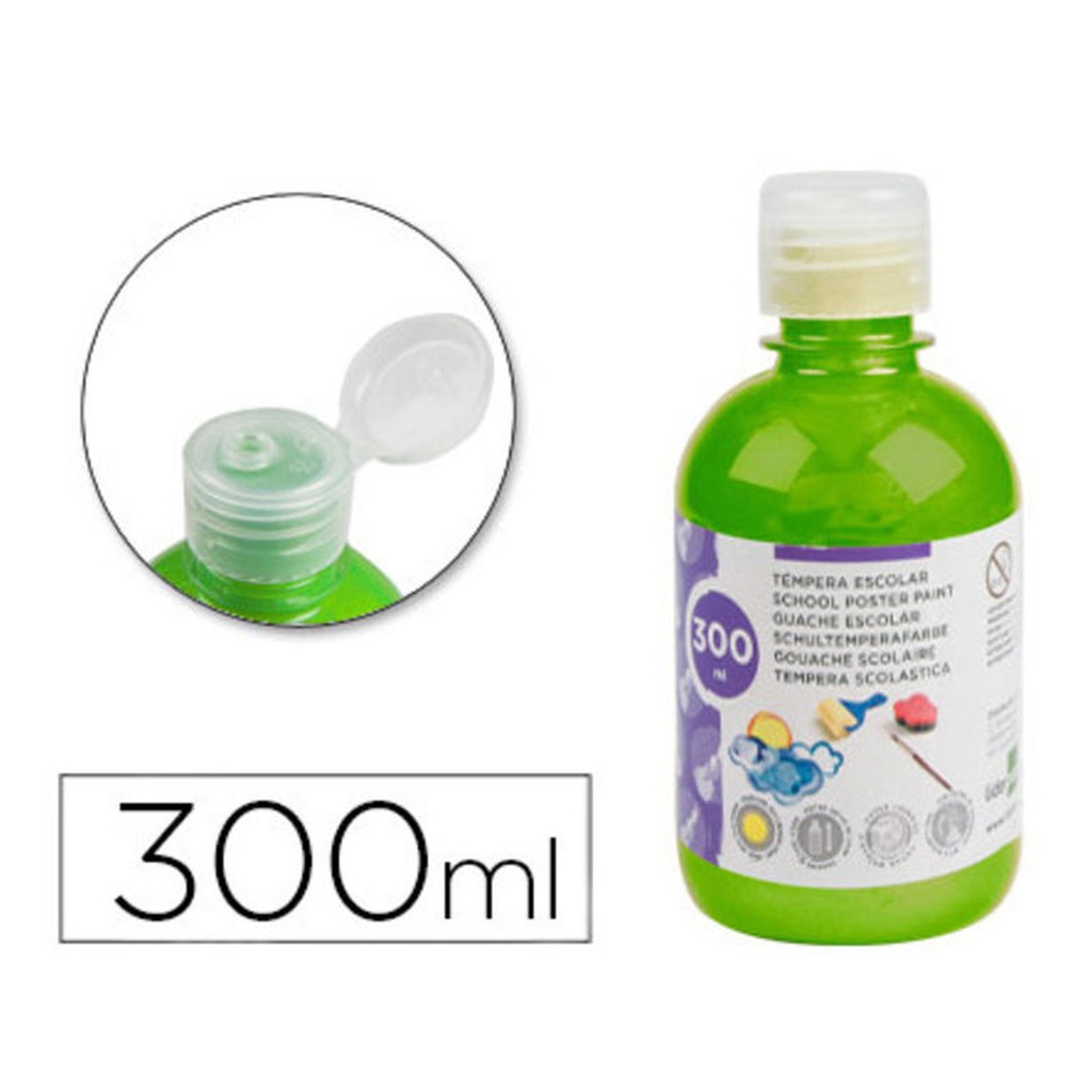 Témpera escolar líquida Liderpapel 300 ml verde fluorescente