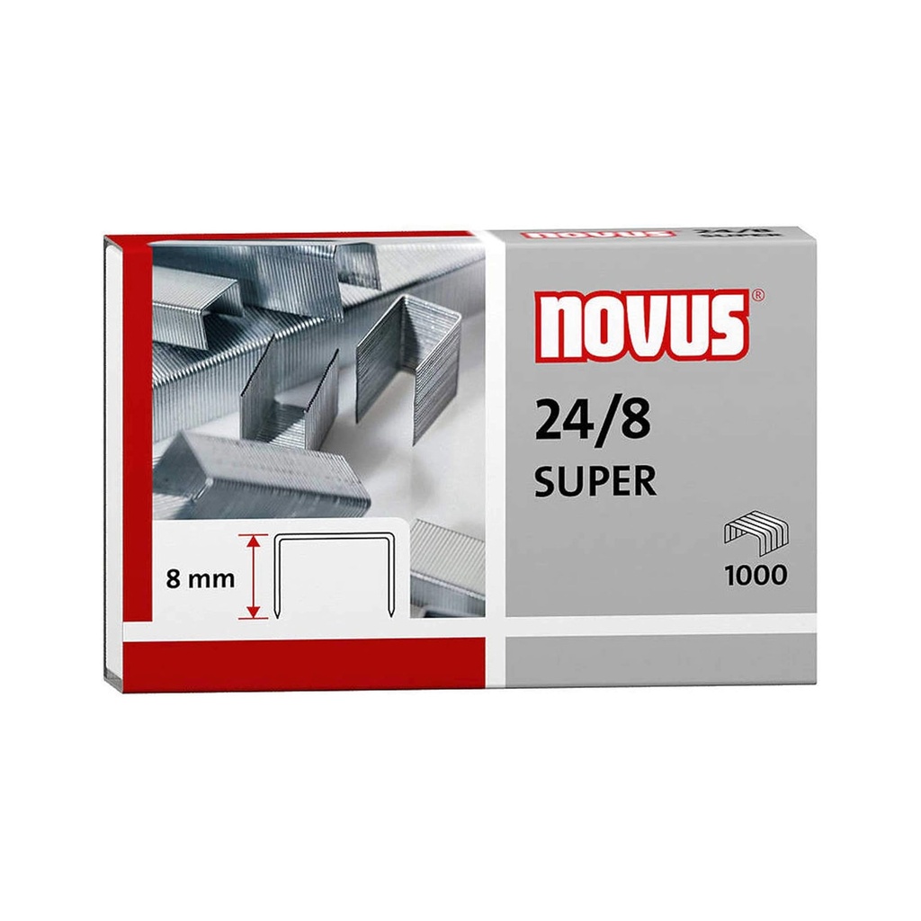 Grapas 24/8 cobreadas Novus (Cajita 1000 unidades)