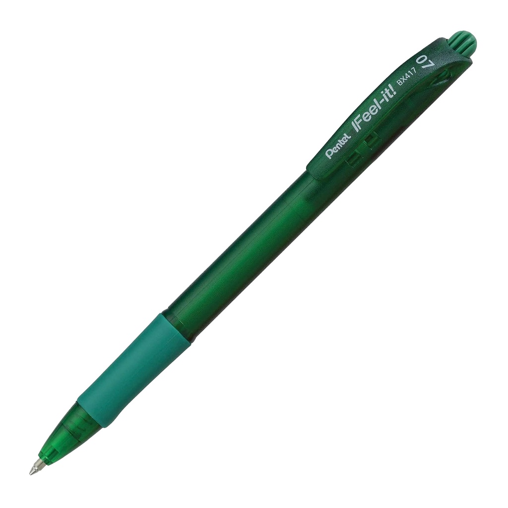 Bolígrafo retráctil Pentel Feel-it BX417 verde