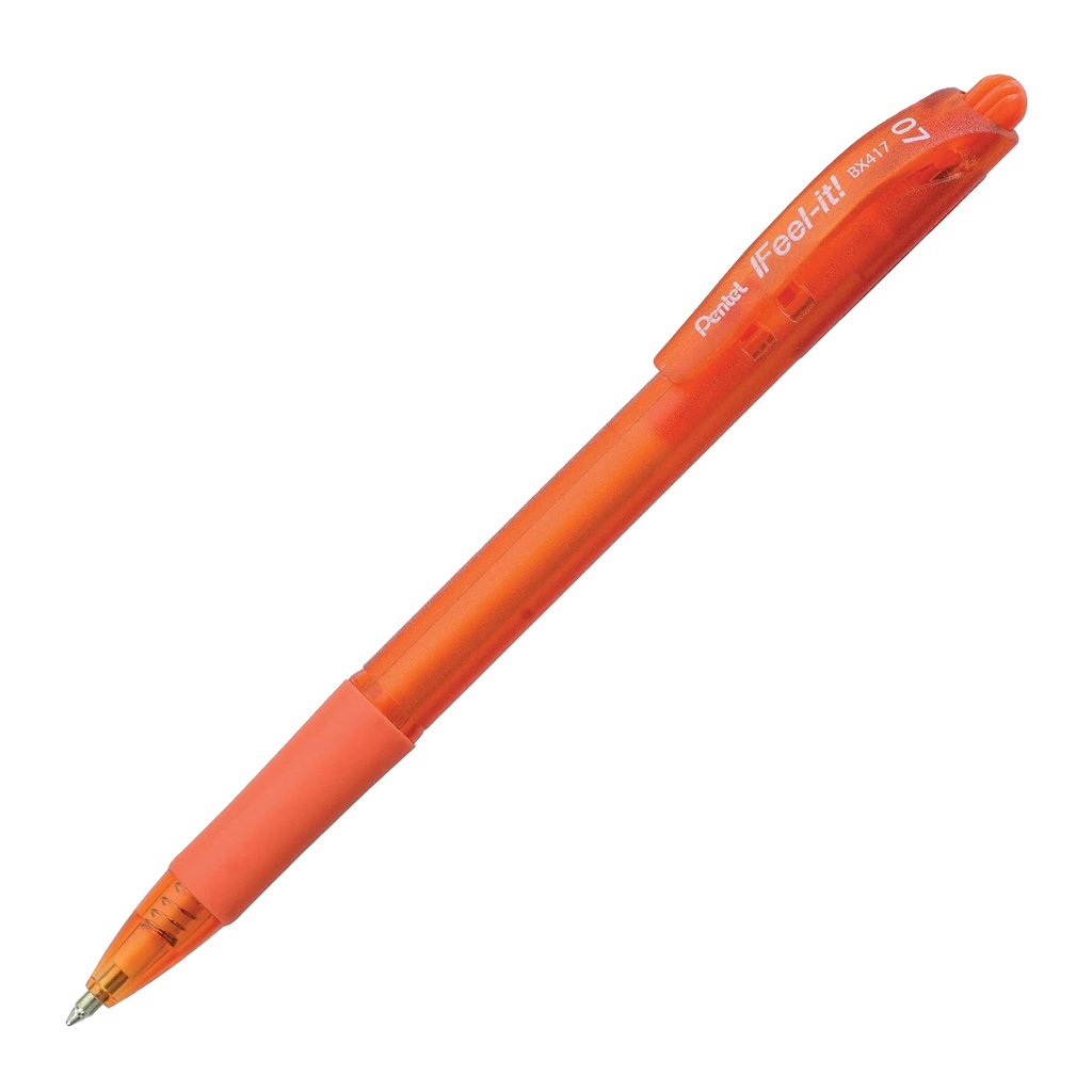 Bolígrafo retráctil Pentel Feel-it BX417 naranja