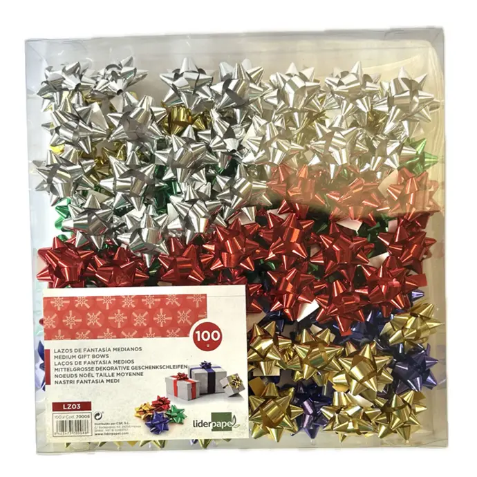Lazos fantasía medianos metalizados para decoración de regalo (100 unidades)