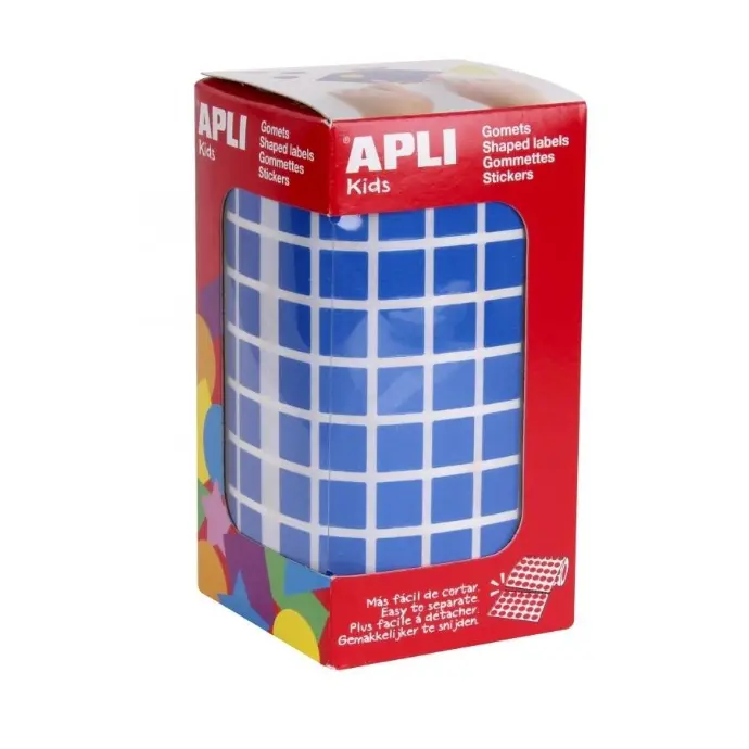 Gomets adhesivos cuadrados 10 x 10 mm azules en rollo Apli