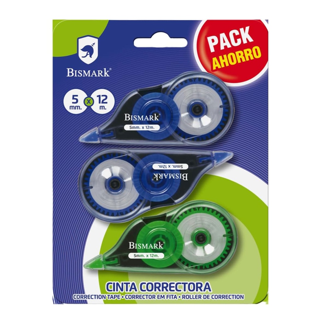 Corrector roller 5 mm x 12 m Bismark (Pack ahorro 3 unidades)