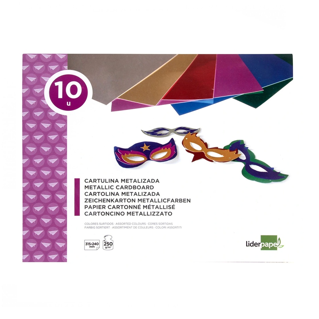 Bloc de cartulina metalizada de colores 315 x 240 mm (10 hojas)