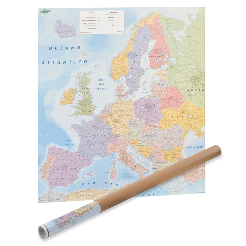 Mapa político de Europa Faibo mural plastificado 93 × 129 cm – Ref. 163G