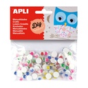 Ojos móviles adhesivos de colores Apli (Bolsa 100 unidades)