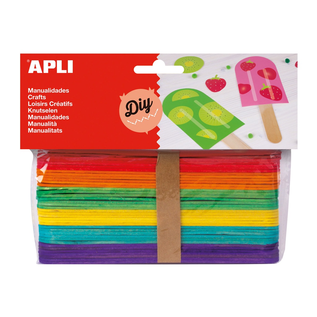 Palos polo de madera de colores Apli (Bolsa 40 unidades)