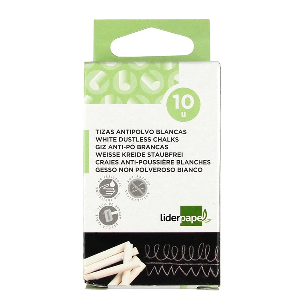 Tizas blancas Liderpapel (Caja 10 unidades)