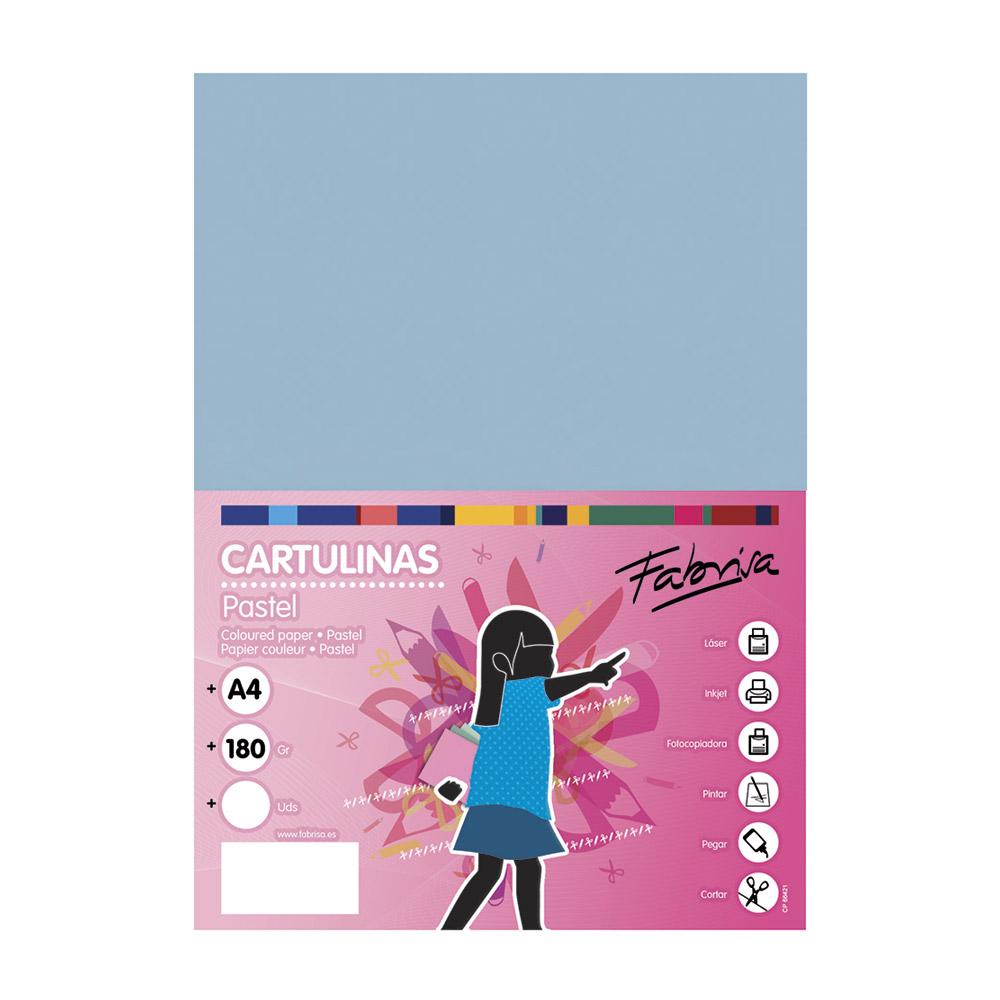 Cartulina A4 azul claro 180 g/m² Fabrisa (Pack 50 unidades)