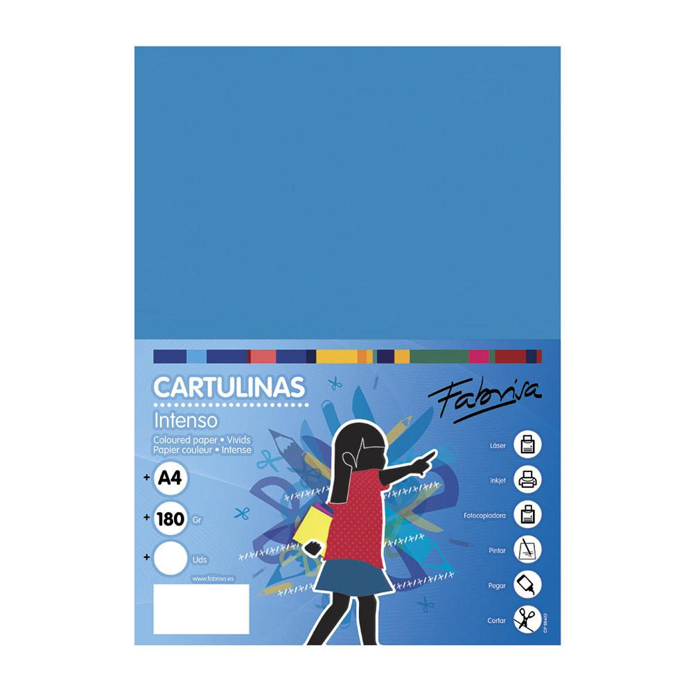 Cartulina A4 azul medio 180 g/m² Fabrisa (Pack 50 unidades)