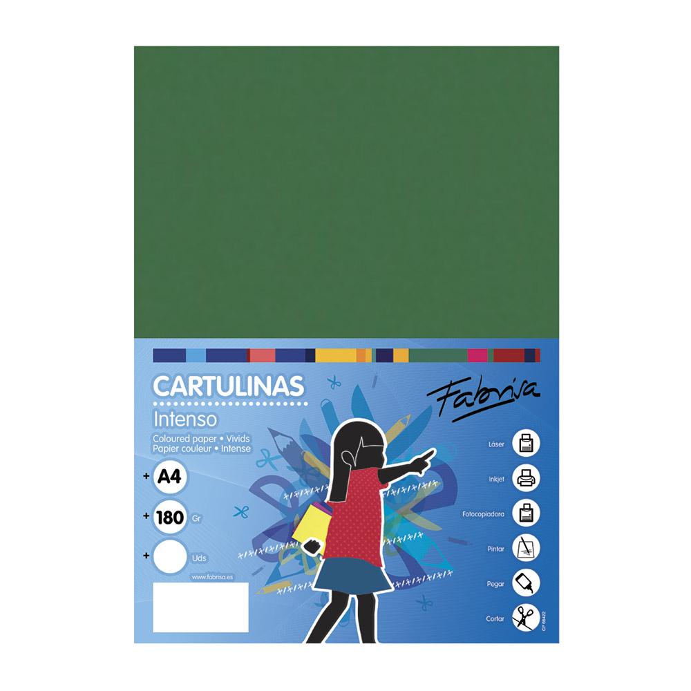 Cartulina A4 verde oscuro 180 g/m² Fabrisa (Pack 50 unidades)