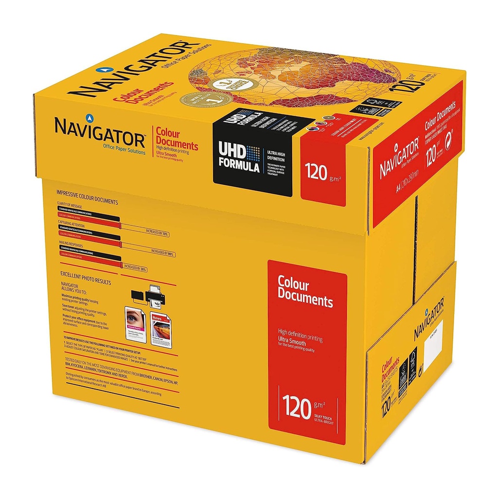 Papel A4 120 g/m² Navigator Colour Documents (Caja 8 paquetes)