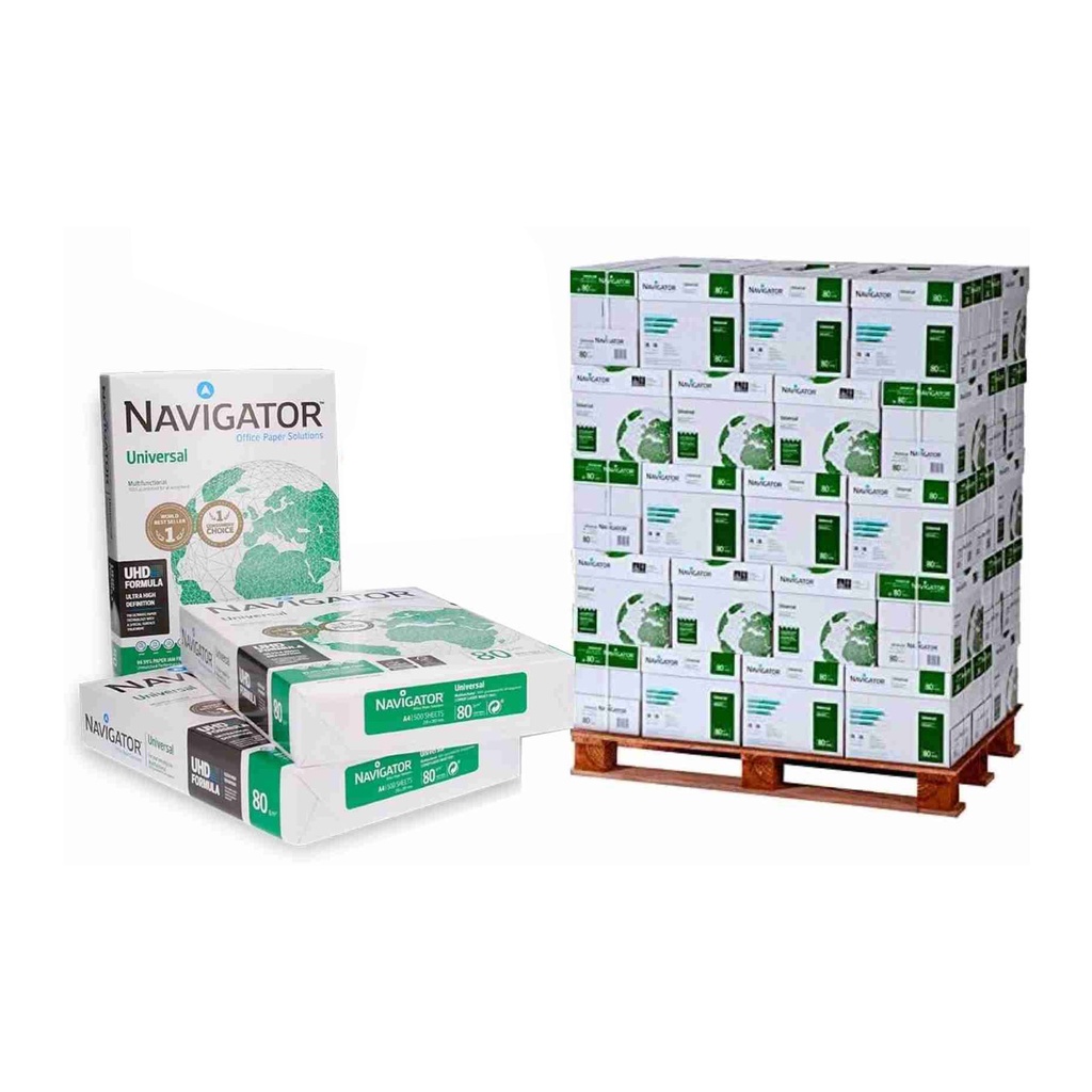 Papel A4 80 g/m² Navigator Universal (Palet 60 cajas / 300 paquetes)
